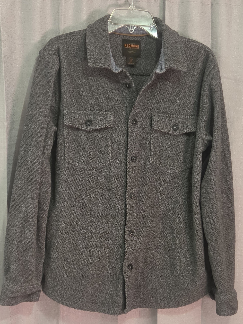 Redmond Clothing Outfitters Authentic Mens Fleece Button Down Shacket Gray Med
